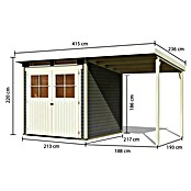 Karibu Gartenhaus (Terragrau, Holz, 4,45 m², Mit Anbau)
