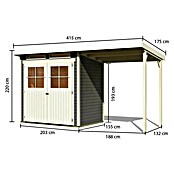 Karibu Gartenhaus (Terragrau, Holz, 3,02 m², Mit Anbau)