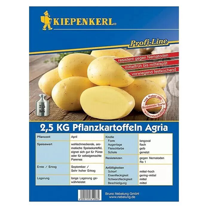 Kiepenkerl Pflanzkartoffeln Agria - Nettomasse: 2,5 kg - Vorderansicht