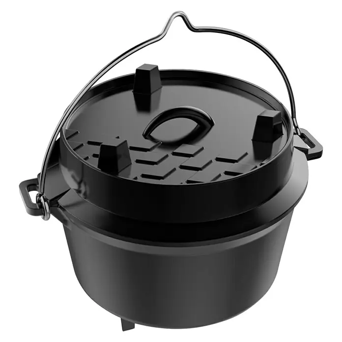 Tepro Dutch Oven - L x B x H: 30 x 25 x 23 cm, Gusseisen - Schwarzer Dutch Oven aus Gusseisen mit Deckel und Griff, ideal zum Kochen im Freien. Robuste Ausführung für Lagerfeuerküche.