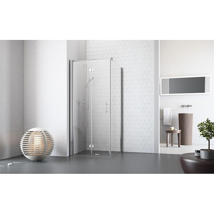 Camargue Vario Dusch-Falttür S54 (100 x 195 cm, Beschichtet, Stärke: 6 mm, Silber)