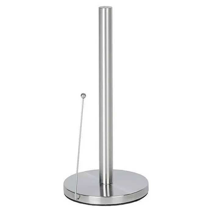 Wenko Papierrollenhalter - Höhe: 33 cm, Edelstahl - Papiertuchhalter aus silbernem Edelstahl mit rundem, beschwertem Fuß und flexiblem Spannarm.