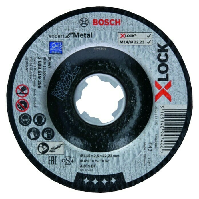 Bosch Professional X-Lock Disco de corte Expert for Metal (Diámetro disco: 115 mm, Espesor disco: 2,5 mm, Específico para: Metal)