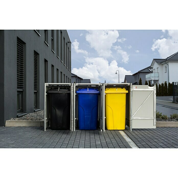 Hide Mülltonnenbox (80,7 x 209,1 x 115,2 cm, Passend für: 3 Mülltonnen 180 - 240 l, Kunststoff, Schwarz)