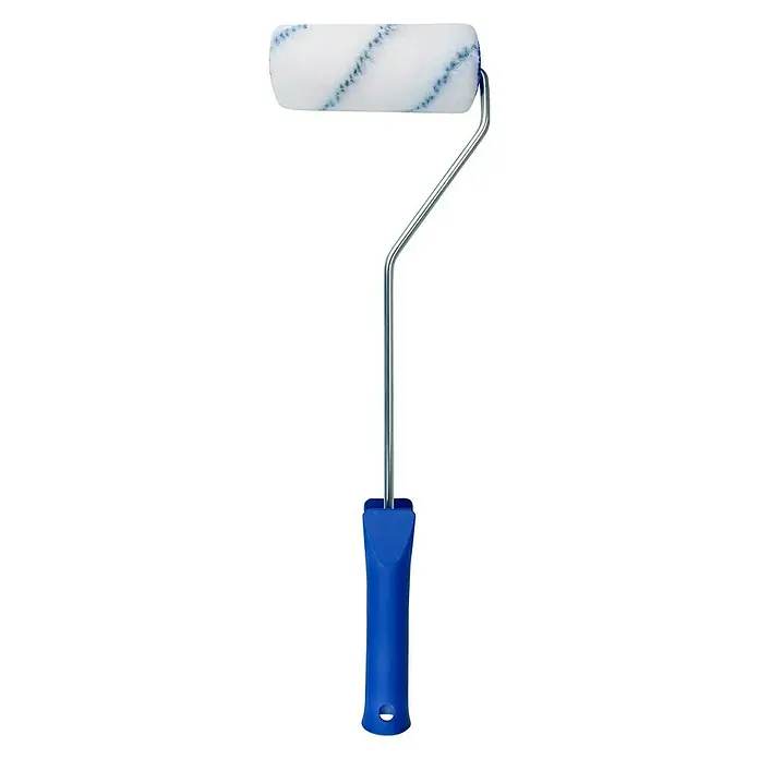 F18 Farbroller - Breite Rolle: 12 cm, Bügelstärke: 6 mm, Materialspezifizierung: Nylon - Farbwolke mit blauem Griff, ideal zum gleichmäßigen Auftragen von Farbe auf glatten Oberflächen.