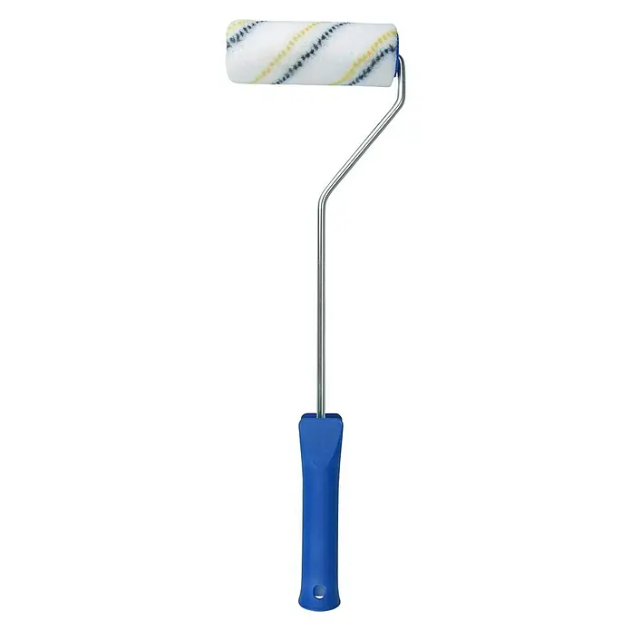 F18 Farbroller - Breite Rolle: 12 cm, Bügelstärke: 6 mm, Materialspezifizierung: Polyamid - Farbroller mit blauem Griff. Der hochwertige Farbroller sorgt für einen gleichmäßigen Farbauftrag und professionelle Ergebnisse bei Malerarbeiten.