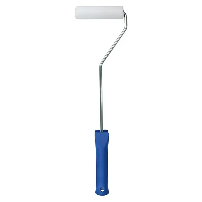F18 Farbroller - Breite Rolle: 10 cm, Bügelstärke: 6 mm, Kunststoff - Farbringwalze mit blauem Griff. Ideal zum Auftragen von Farbe auf kleineren Flächen, für präzise und saubere Anstriche.