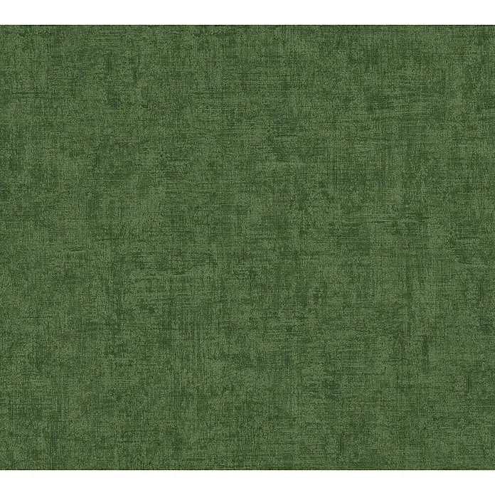A.S. Création Greenery Vliestapete Strukturuni - Dunkelgrün, Uni, 10,05 x 0,53 m - Detailaufnahme eines grünen Textilstoffes mit feiner Struktur, ideal für Polsterarbeiten und Dekorationen.