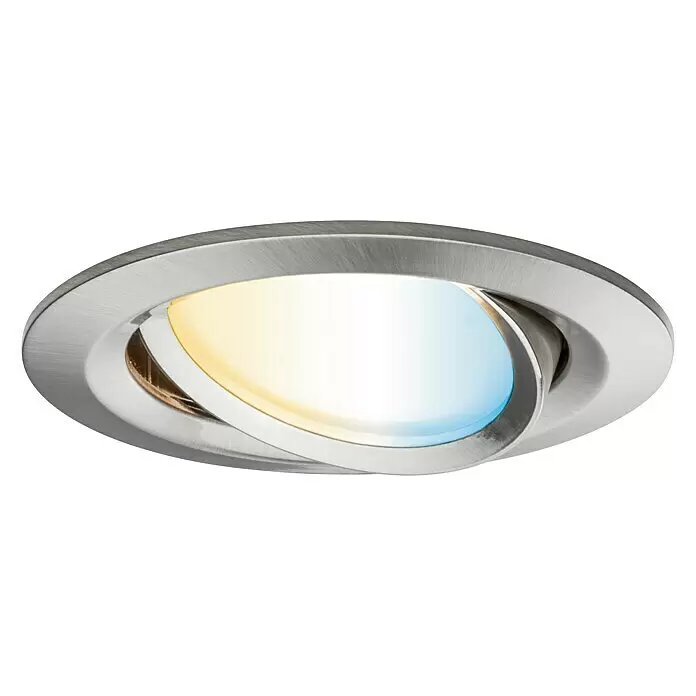 Paulmann Downlight empotrable LED redondo Nova Plus Tunable White - 6 W, Ø x Al: 8,4 x 4,5 cm, Hierro cepillado, Blanco neutro - Foco empotrable de metal cepillado con anillo interior giratorio y luz blanca regulable cálida a fría.