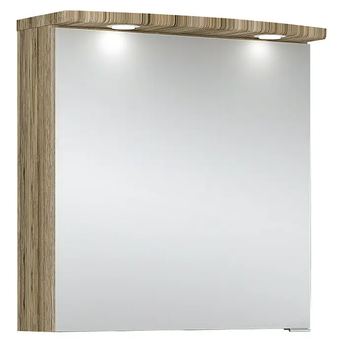 Camargue Orion LED-Spiegelschrank - B x H: 60 x 67,2 cm, Mit Beleuchtung, Sanremo Rustico - Ein moderner Spiegelschrank mit Holzrahmen und integrierter Beleuchtung. Praktisch und stilvoll für jedes Badezimmer.