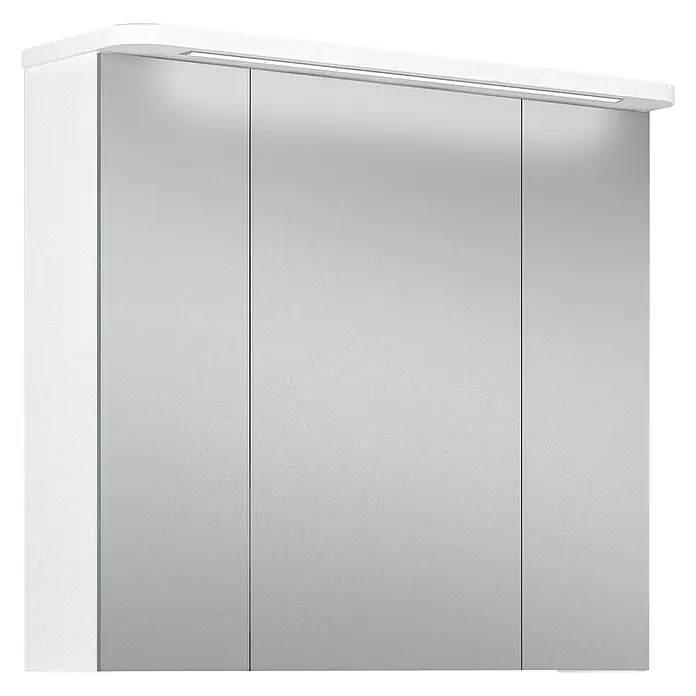 Riva LED-Spiegelschrank Toto - B x H: 81 x 72,2 cm, Holz, Weiß - Hänge Badezimmerschrank mit Spiegeltüren und integrierter Beleuchtung für ein modernes Badambiente. Praktischer Stauraum mit Stil.