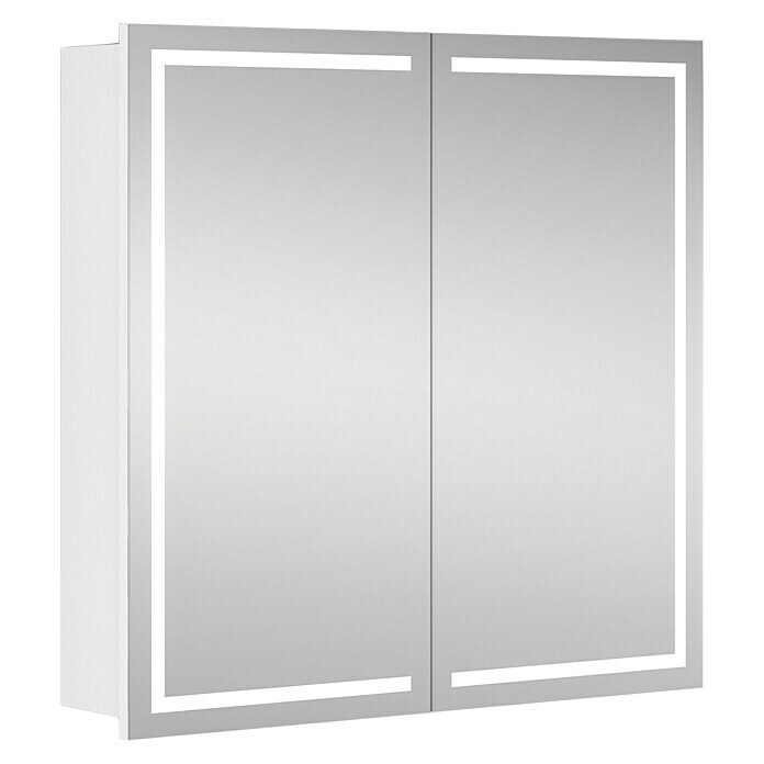 Riva Armario con espejo LED (An x Al: 72 x 69,6 cm, Con iluminación, Tablero de aglomerado, Blanco)