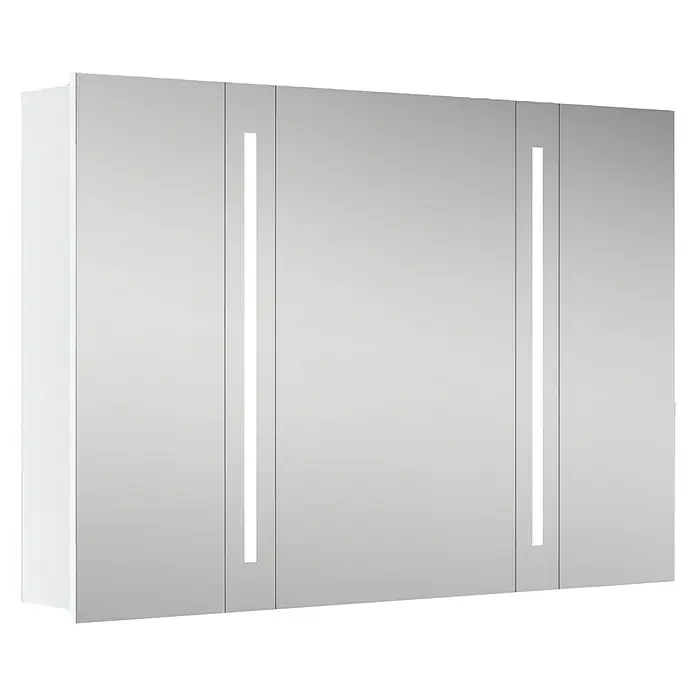 Riva LED-Spiegelschrank Hydra - B x H: 108 x 75,2 cm, Holz, Weiß - Dieser Spiegelschrank mit integrierter Beleuchtung bietet stilvollen Stauraum für Ihr Badezimmer. Das moderne Design passt perfekt in jedes Ambiente.