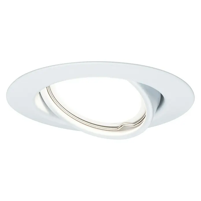 Paulmann LED-Einbauleuchte Base - 5 W, Weiß, Warmweiß - Nahaufnahme einer weißen, runden LED-Einbauleuchte, die sich ideal für moderne Wohnräume eignet.