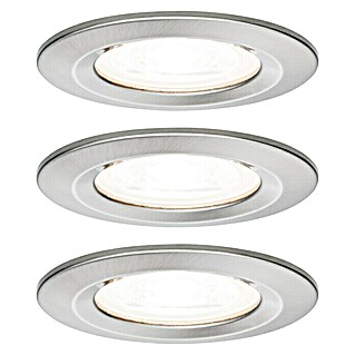 Paulmann LED-Einbauleuchten-Set Nova (6,5 W, Eisen gebürstet, 3 Stk., Warmweiß, Durchmesser: 7,8 cm, IP44)