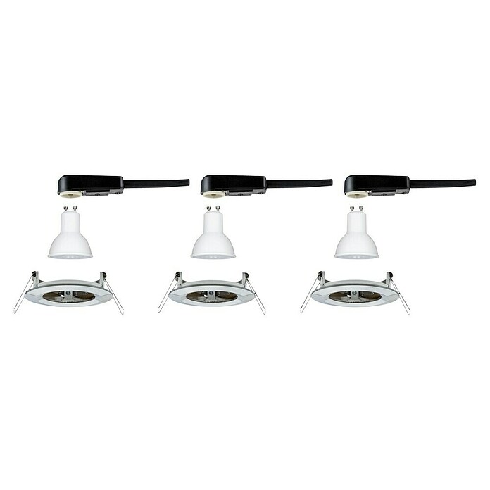 Paulmann LED-Einbauleuchten-Set (6,5 W, Eisen gebürstet, Durchmesser: 7,8 cm, 3 Stk., IP44)