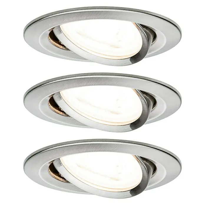 Paulmann LED-Einbauleuchten-Set Nova - 6,5 W, Eisen gebürstet, 3 Stk., Warmweiß - Drei elegante Einbaustrahler aus gebürstetem Metall mit warmweißem Licht. Ideal für eine moderne und stilvolle Beleuchtungslösung.