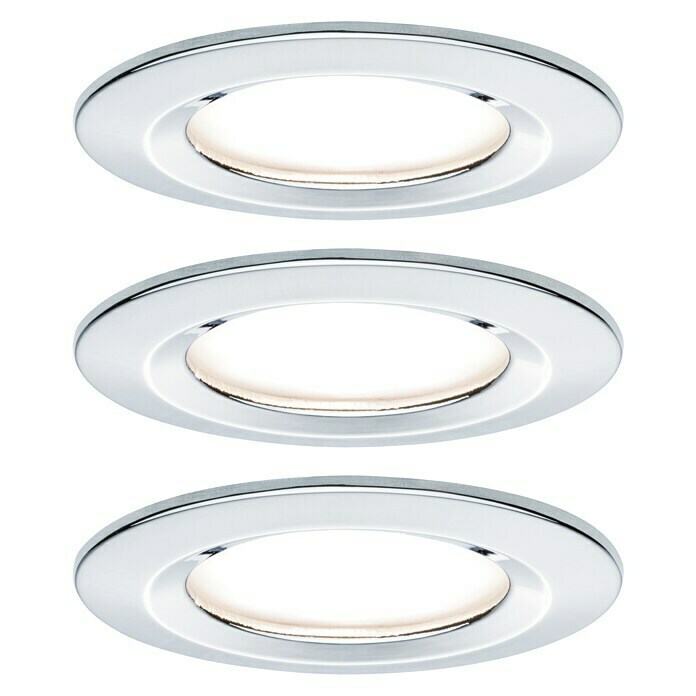 Paulmann LED-Einbauleuchten-Set (6,5 W, Chrom, Durchmesser: 7,8 cm, 3 Stk., IP44)