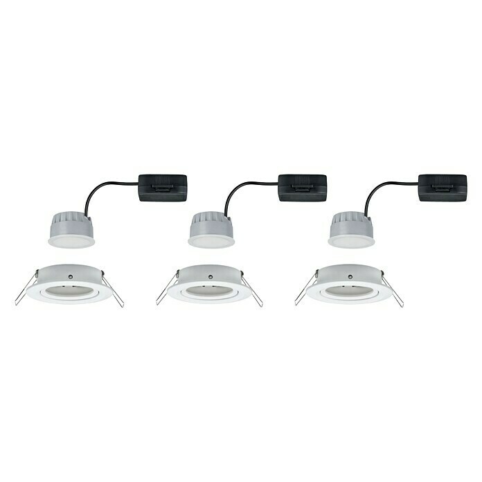 Paulmann LED-Einbauleuchten-Set (6,5 W, Weiß, Durchmesser: 8,4 cm, 3 Stk.)