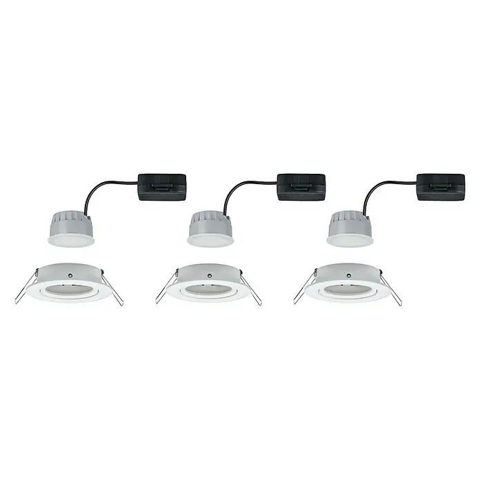Paulmann Nova LED-Einbauleuchten-Set - 6,5 W, 3 Stk., Warmweiß, 8,4 cm, Weiß - Drei LED-Einbaustrahler in Weiß, bestehend aus Leuchte, Leuchtmittel und Anschlussdose für eine moderne und effiziente Beleuchtung.