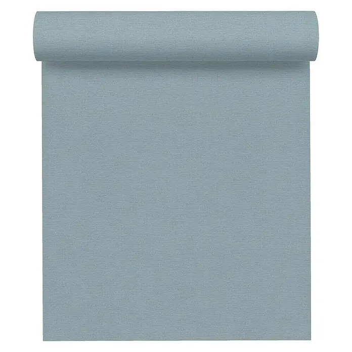 A.S. Création Ethnic Origin Vliestapete I - Blaugrau, Uni, 10,05 x 0,53 m - Eine Rolle hellblaue Textiltapete mit feiner Struktur, ideal für eine moderne Wandgestaltung im Wohnraum.