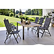 Gartenmöbel-Set (7-tlg., Akazie/Textilen, Naturbraun/Anthrazit, Gartenstuhl klappbar)
