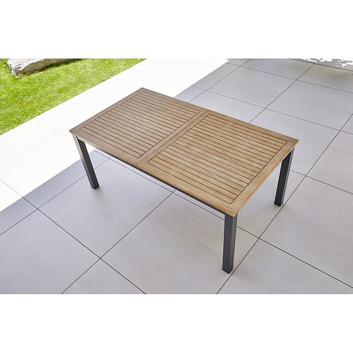 Sunfun Gartenmöbel-Set Carina/My (5 -tlg., Holz, Naturbraun/Anthrazit/Weiß, Tischplatte ausziehbar) | BAUHAUS