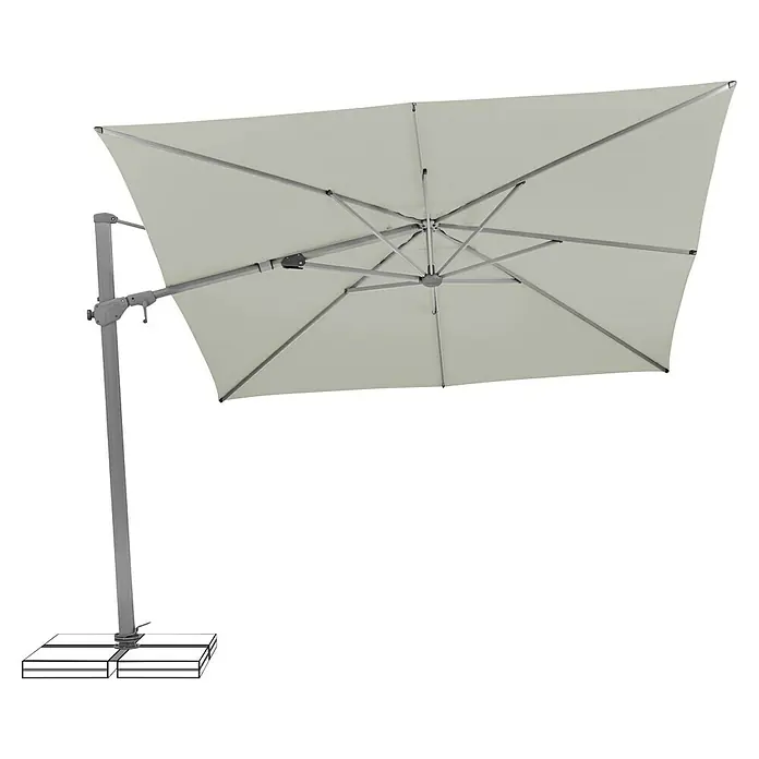 Suncomfort Ampelschirm Varioflex - Hellgrau, Bespannungsmaß (L x B): 300 x 300 cm - Quadratischer Sonnenschirm mit robustem Metallrahmen. Ideal für Garten oder Terrasse, bietet angenehmen Schatten.