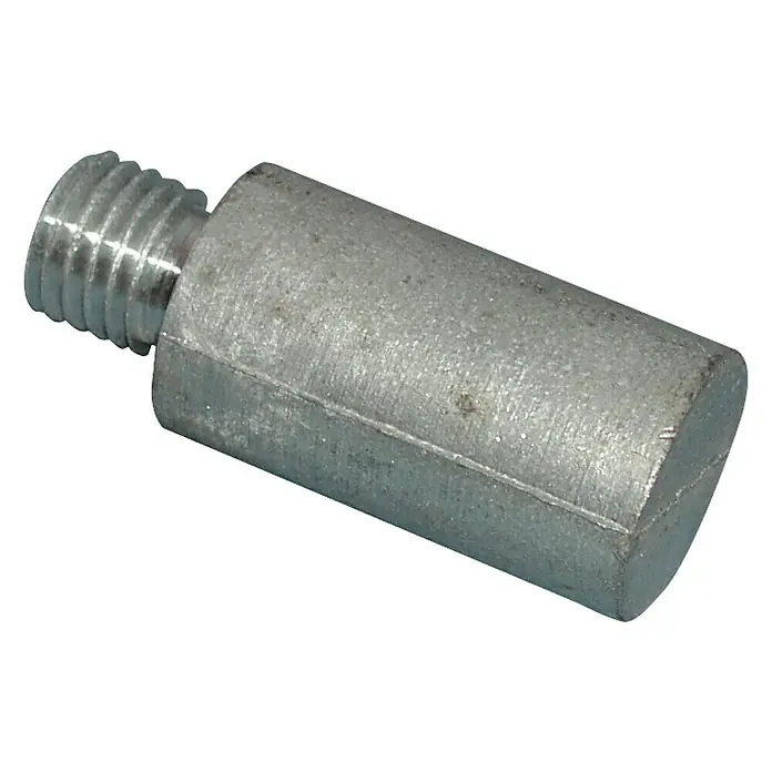Yachticon Schraubenanode - Zink, Salzwasser, Ø x L: 9,5 x 70 mm - Nahaufnahme eines silbernen Gewindebolzens, der ein präzises und zuverlässiges Befestigungselement darstellt.