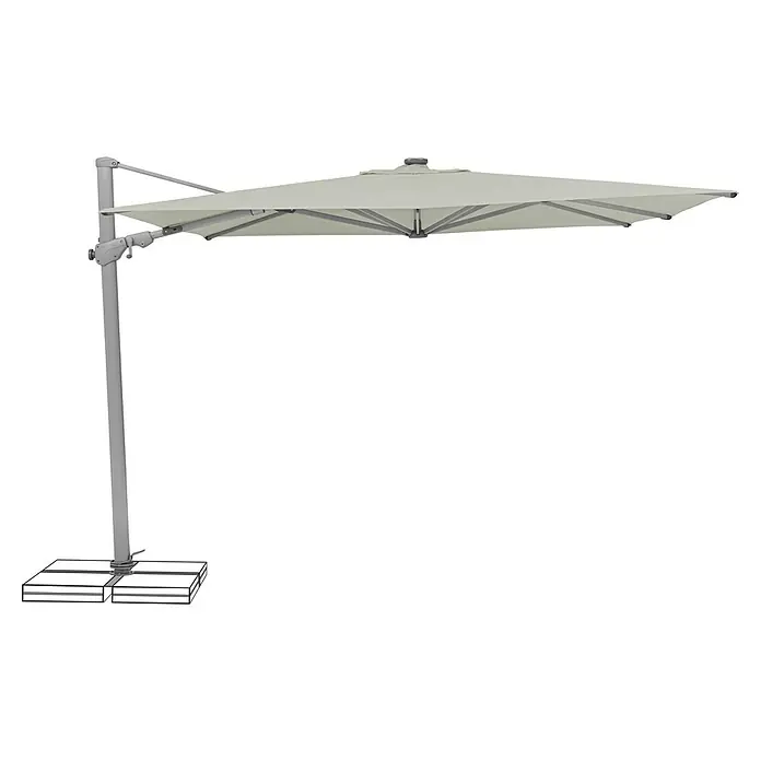 Suncomfort Ampelschirm Varioflex Solar - Hellgrau, Bespannungsmaß (L x B): 300 x 300 cm - Moderner, beiger Sonnenschirm mit stabilem Standfuß für den Garten oder die Terrasse. Ideal für sonnige Tage im Freien.