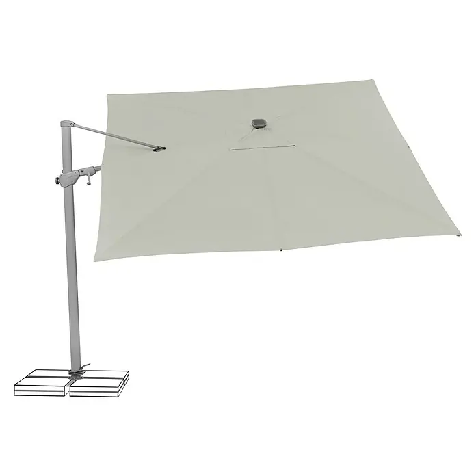 Suncomfort Ampelschirm Varioflex Solar - Hellgrau, Bespannungsmaß (L x B): 300 x 300 cm - Ein eleganter, quadratischer Ampelschirm in hellem Farbton bietet optimalen Sonnenschutz und wertet jeden Außenbereich stilvoll auf.