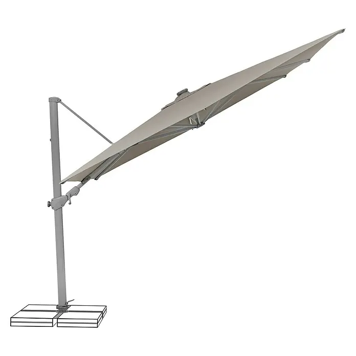 Suncomfort Ampelschirm Varioflex Solar - Light Taupe, Bespannungsmaß (L x B): 300 x 300 cm - Hier ist ein schwenkbarer Sonnenschirm mit einem robusten Ständer, ideal, um stilvoll Schatten zu spenden.