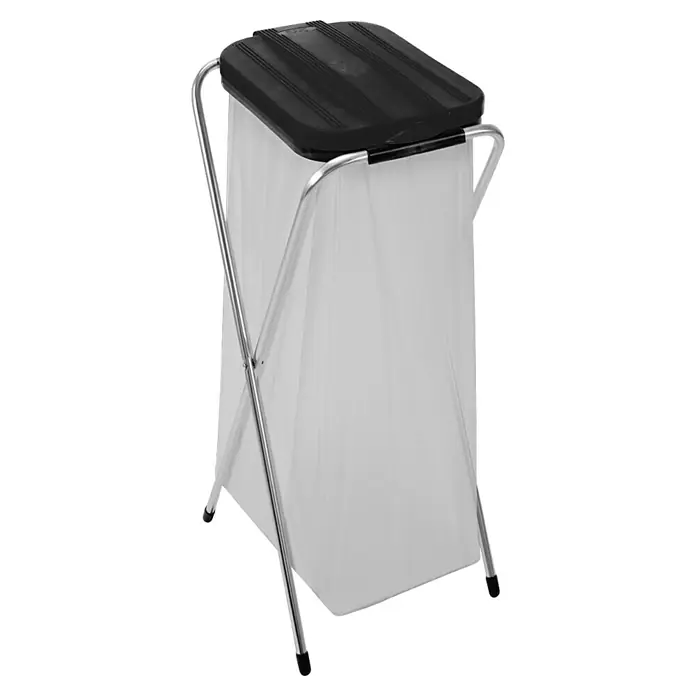 Müllsackständer Maxifix - 1-Sack, Passend für: Müllsäcke 20 - 130 l - Wäschekorb mit Deckel und faltbarem Chromgestell. Ideal für Bad oder Schlafzimmer, um Schmutzwäsche stilvoll zu sammeln.