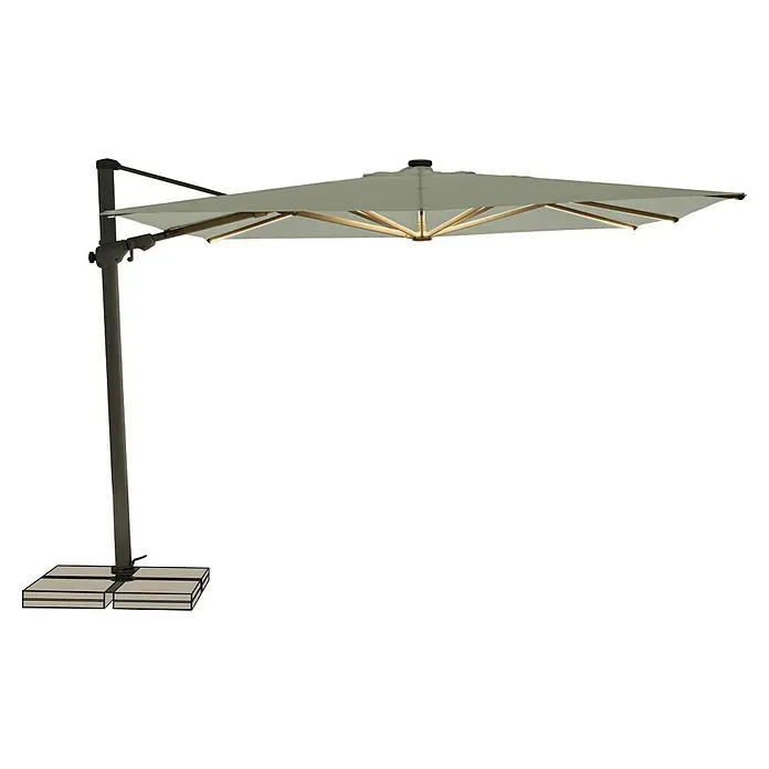 Suncomfort Ampelschirm Varioflex Solar - Hellgrau, Bespannungsmaß (L x B): 300 x 300 cm - Dieser quadratische, schwenkbare Sonnenschirm in Hellgrau spendet grossflächig Schatten und bietet komfortablen Sonnenschutz im Aussenbereich.
