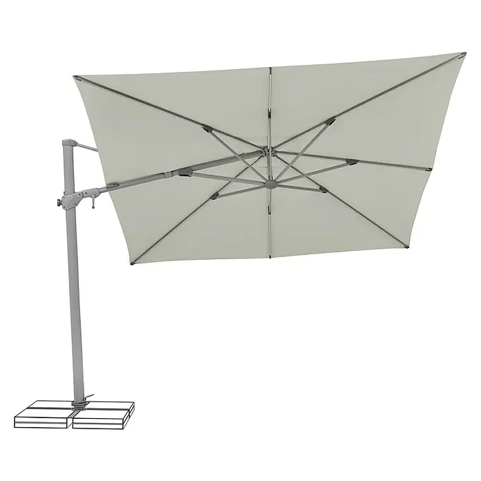 Suncomfort Ampelschirm Varioflex Solar - Hellgrau, Bespannungsmaß (L x B): 300 x 300 cm - Schwenkbarer Sonnenschirm mit robustem Gestell und großer, rechteckiger Abdeckung für optimalen Sonnenschutz im Außenbereich.