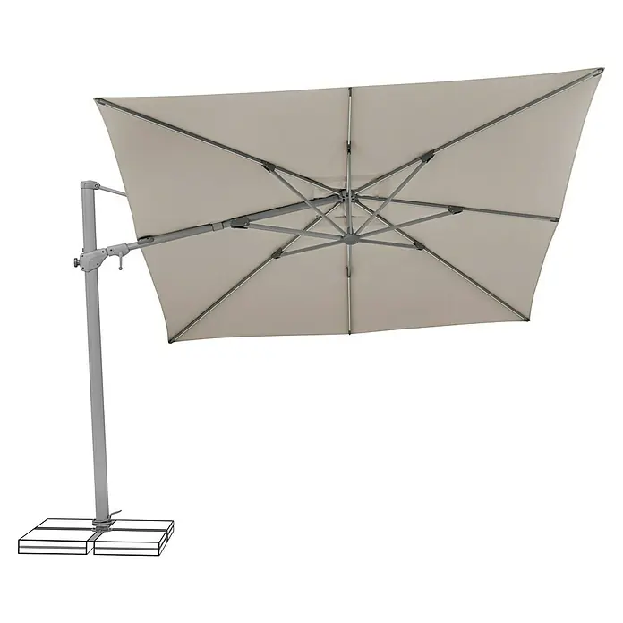 Suncomfort Ampelschirm Varioflex Solar - Light Taupe, Bespannungsmaß (L x B): 300 x 300 cm - Freischirm mit quadratischem Schirm und grauem Gestell für den Garten. Er spendet Schatten und ist ein Blickfang.