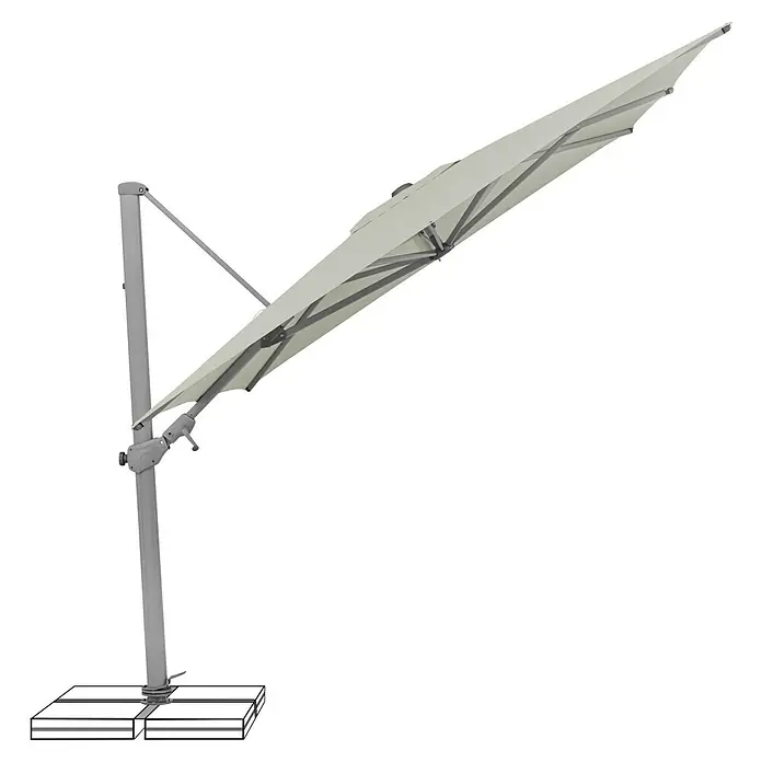 Suncomfort Ampelschirm Varioflex - Hellgrau, Bespannungsmaß (L x B): 330 x 270 cm - Grauer Ampelschirm mit robustem Standfuß, ideal für Schatten und Komfort im Freien.