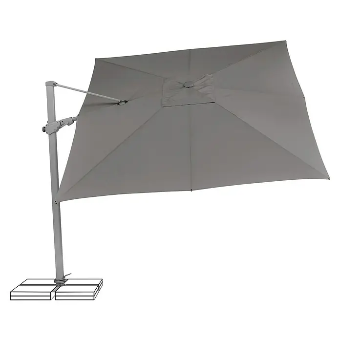 Suncomfort Ampelschirm Varioflex - Steingrau, Bespannungsmaß (L x B): 330 x 270 cm - Grauer, quadratischer Sonnenschirm mit stabilem Ständer für den Außenbereich, ideal für Garten, Terrasse und Balkon, bietet optimalen Sonnenschutz.
