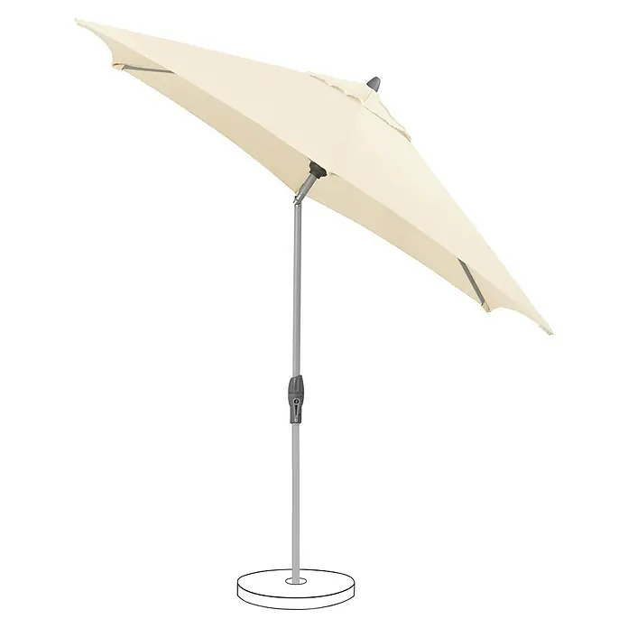 Suncomfort Marktschirm rund Shell Turn - Ecru, Durchmesser Bespannung: 330 cm - Bild eines beigefarbenen Sonnenschirms mit stabilem Ständer, ideal für den Garten.