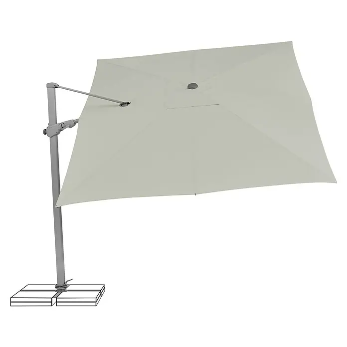 Suncomfort Ampelschirm Varioflex - Hellgrau, Bespannungsmaß (L x B): 330 x 270 cm - Grauer, quadratischer Sonnenschirm mit einem stabilen, seitlichen Ständer und einem schlichten Design für den Außenbereich.