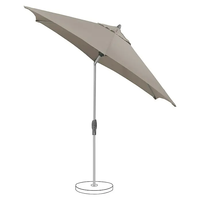 Suncomfort Marktschirm rund Shell Turn - Light Taupe, Durchmesser Bespannung: 300 cm - Aufnahme eines beigen Sonnenschirms mit Ständer, ideal für den Garten. Er spendet Schatten und sieht dazu noch stilvoll aus.