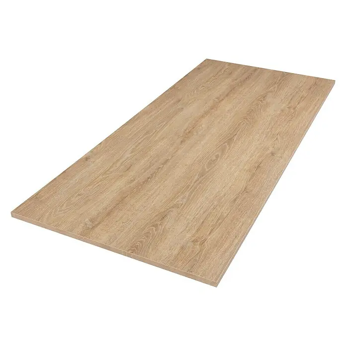 Tischplatte - Robinson Eiche, 200 cm x 90 cm x 25 mm - Holzplatte mit warmen Farbtönen. Die Tischplatte aus Holz hat eine sichtbare Holzmaserung und einen subtilen Glanz.