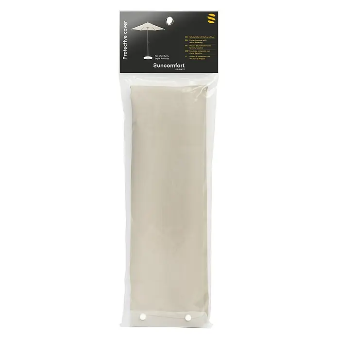 Suncomfort Schirm-Schutzhülle - Kunststoff, Beige, Passend für: Suncomfort Marktschirme - Eine Schutzhülle für Sonnenschirme von Suncomfort by Glatz in einer durchsichtigen Verpackung, die das Produkt schützt.