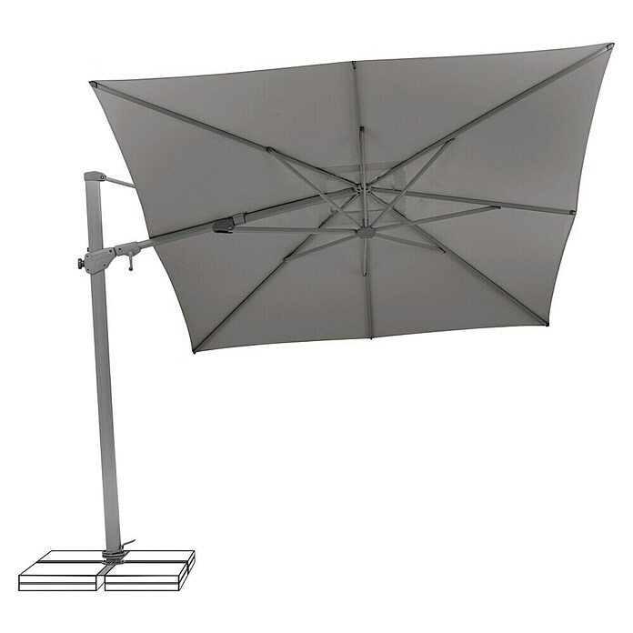 Suncomfort Ampelschirm Varioflex (Steingrau, Bespannungsmaß (L x B): 330 x 270 cm) | BAUHAUS