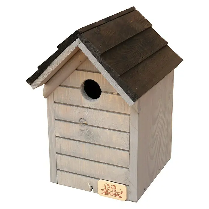 COV Nistkasten BL 72 SN - 26 x 19,5 x 19,5 cm, Grau, Holz - Hübsches Vogelhaus aus Holz mit braunem Dach und kleinem Eingang, ideal für den Garten. Ein dekoratives und nützliches Element für Vogelliebhaber.