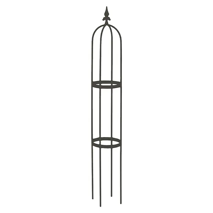 Rankhilfe Obelisk Oscar - Schwarz, Höhe: 130 cm - Elegante, graue Pflanzenstütze aus Metall. Ideal für Kletterpflanzen im Garten oder auf der Terrasse, um ein dekoratives Highlight zu setzen.