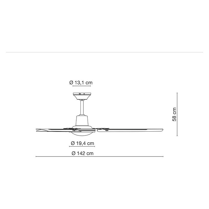 Globo Deckenventilator (Ø x H: 142 x 58 cm, Weiß, 70 W)