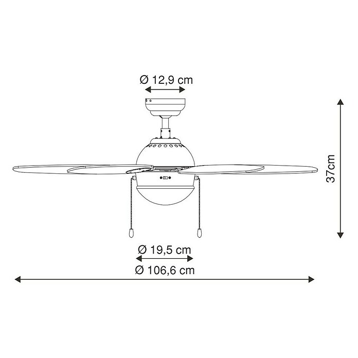 Globo Deckenventilator Wade (106,6 cm, Walnuss/Kirsche, Max. Leistung: 60 W, Energieeffizienzklasse: A++ bis E)