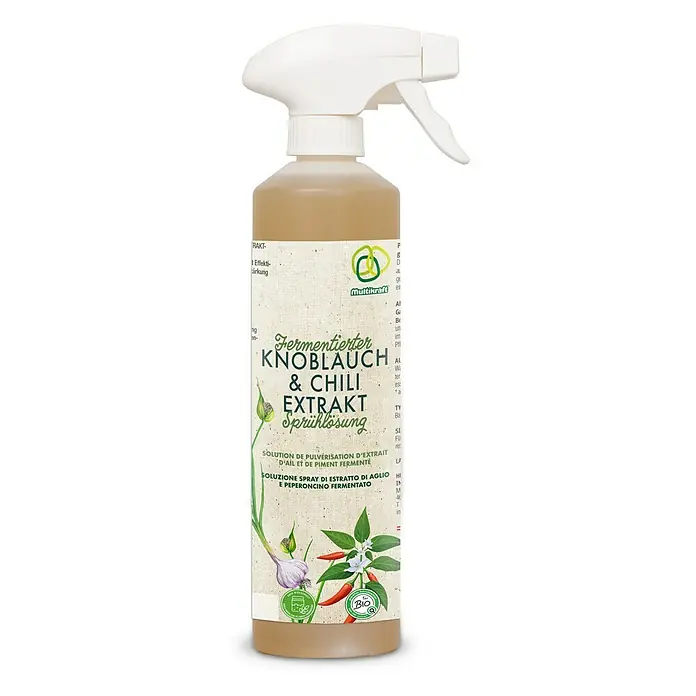 Multikraft Pflanzenstärkungsmittel Fermentierter Knoblauch-Chili- Extrakt Sprühlösung - 500 ml - Fermentiertes Knoblauch- und Chili-Extrakt Sprühlösung von Multikraft.