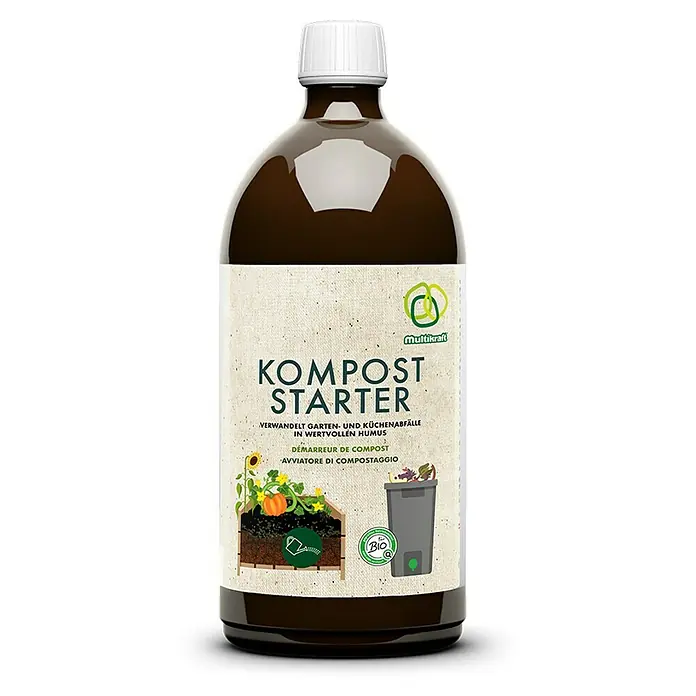 Multikraft Kompostbeschleuniger - 1 kg - Abbildung einer Flasche Multikraft Kompost Starter.